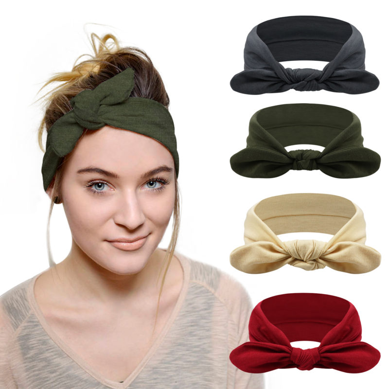 Dreshow DRESHOW 4 Pack Bow Headband For Women Knotted Hair Band Facial Cloth Headbands