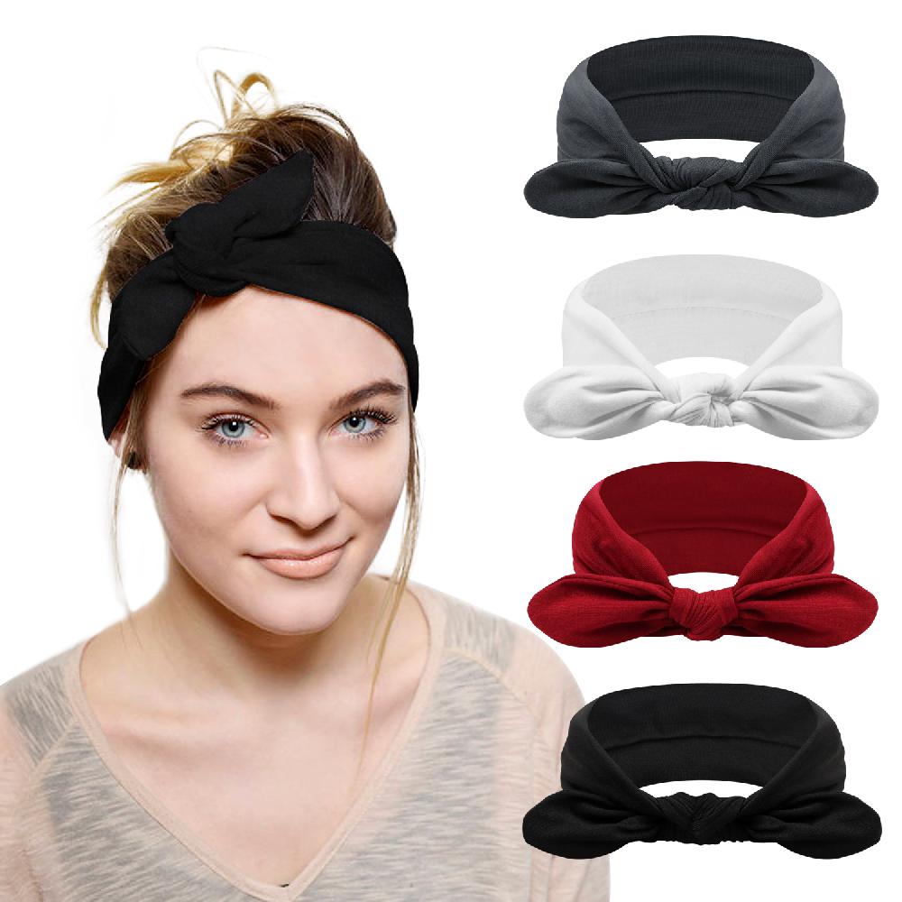 Dreshow DRESHOW 4 Pack Bow Headband For Women Knotted Hair Band Facial Cloth Headbands