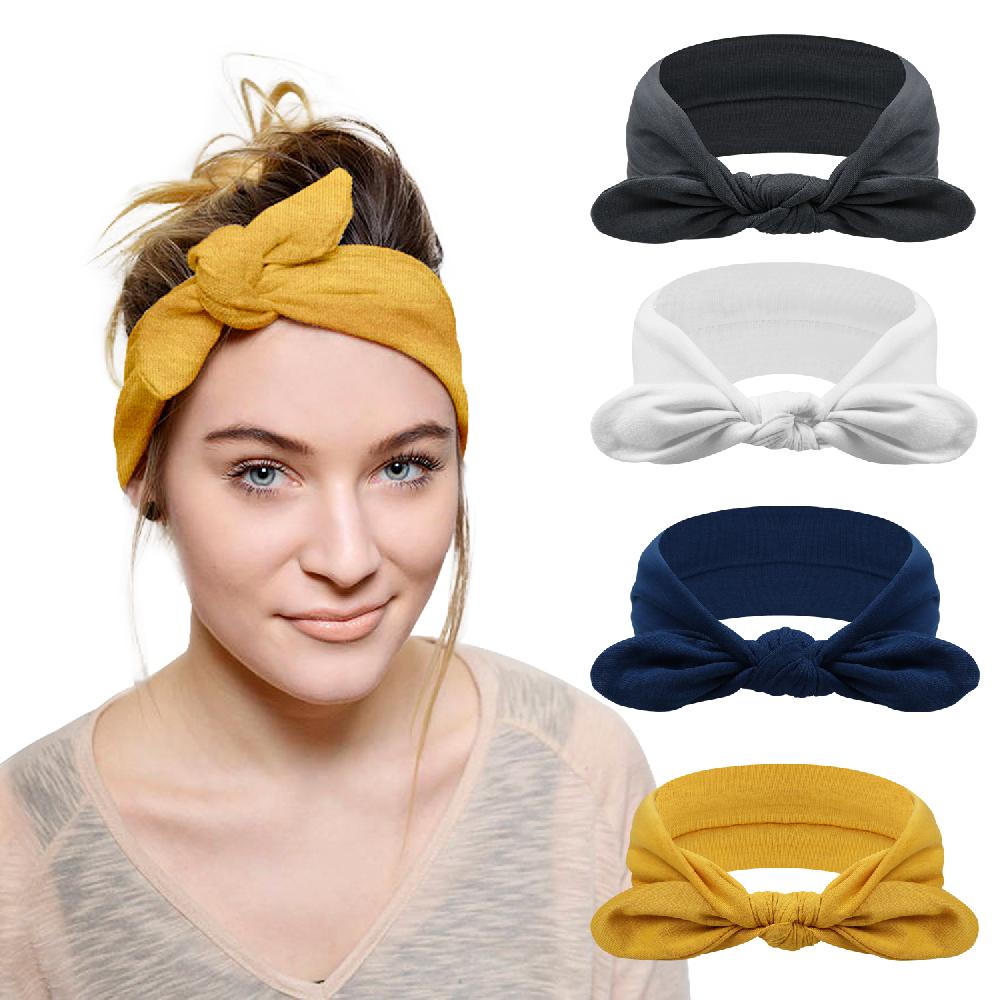 dreshow DRESHOW 4 Pack Bow Headband for Women Knotted Hair Band Facial Cloth Headbands