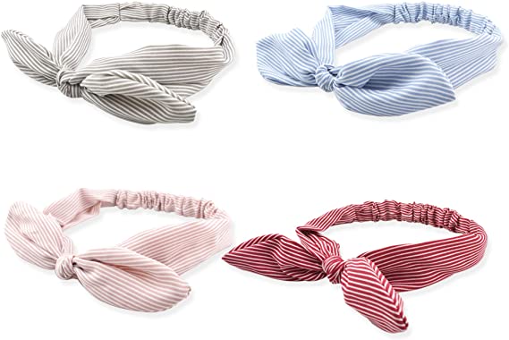 Dreshow DRESHOW 4 Pack Turban Headbands For Women Hair Flower Printed Cross Elastic Head Wrap