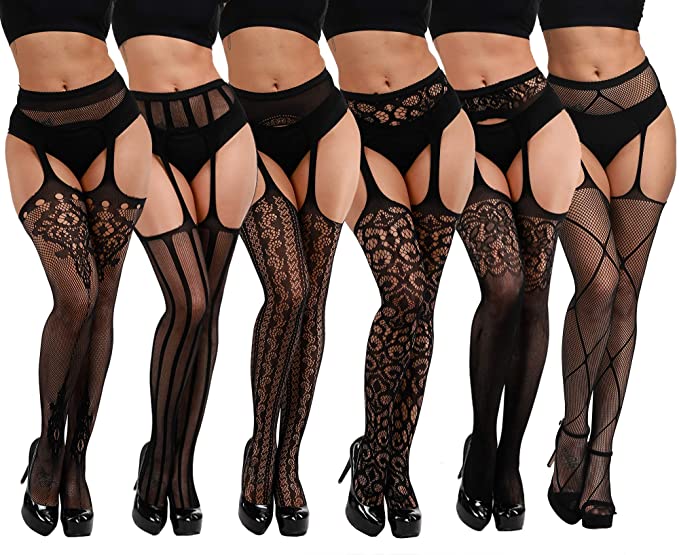 Dreshow DRESHOW 6 Pack Fishnet Stockings Hight Waist Tights Thigh High Pantyhose