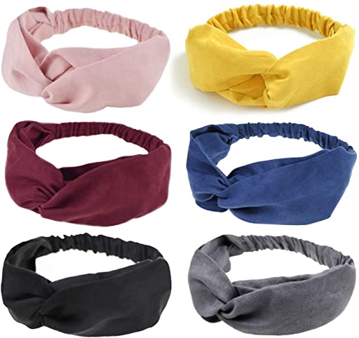 Dreshow DRESHOW 6 Pack Headbands For Women Boho Headbands Vintage Flower Printed Criss Cross Elastic Head Wrap