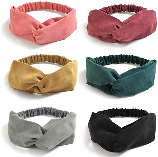 Dreshow DRESHOW 6 Pack Headbands For Women Boho Headbands Vintage Flower Printed Criss Cross Elastic Head Wrap