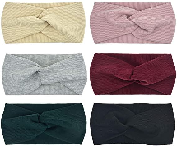 Dreshow DRESHOW 6 Pack Headbands For Women Boho Headbands Vintage Flower Printed Criss Cross Elastic Head Wrap