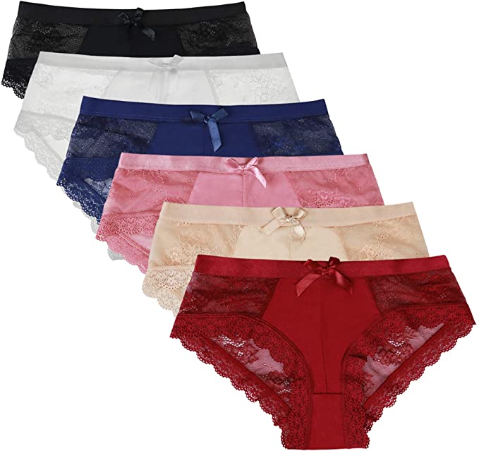 Dreshow DRESHOW 6 Pack Women’s Lace Underwear Bikini Panties Seamless Soft Briefs Underpants Lace Hipster For Women