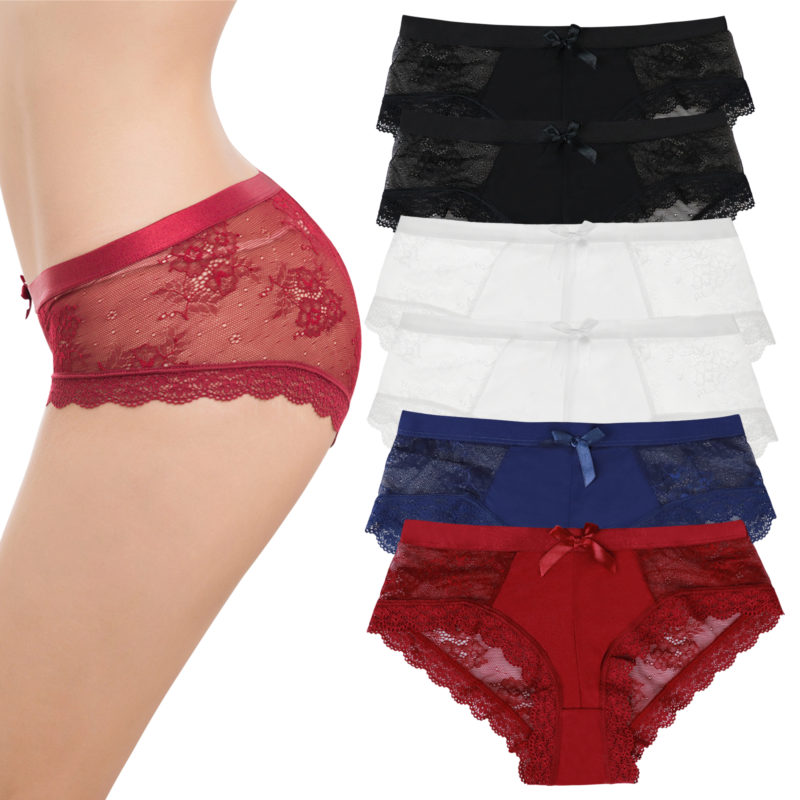 dreshow DRESHOW 6 Pack Women’s Lace Underwear Bikini Panties Seamless Soft Briefs Underpants Lace Hipster for Women dreshow DRESHOW 6 Pack Women’s Lace Underwear Bikini Panties Seamless Soft Briefs Underpants Lace Hipster for Women