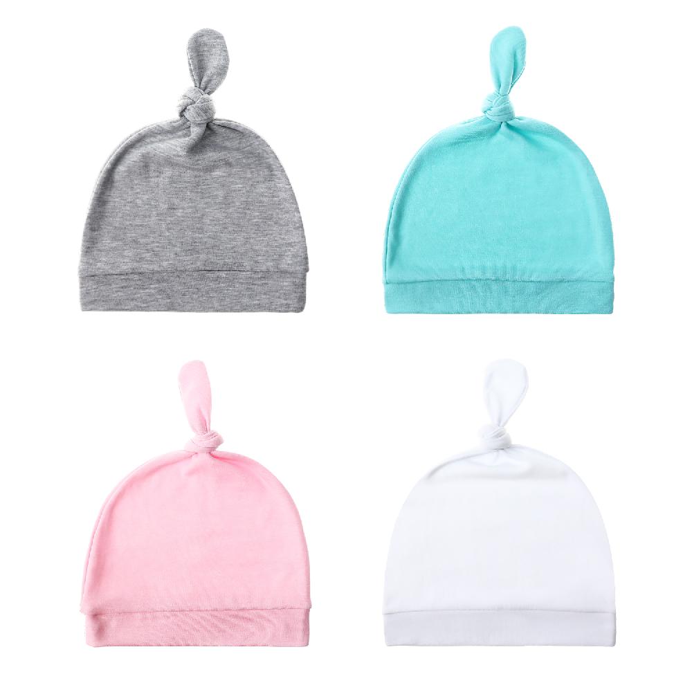 Dreshow DRESHOW BQUBO 4 Pack Newborn Hospital Hat Soft Cute Nursery Beanie With Big Knot