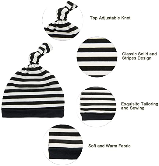 Dreshow DRESHOW BQUBO 4 Pack Newborn Hospital Hat Soft Cute Nursery Beanie With Big Knot