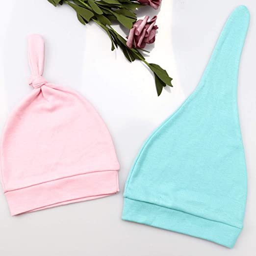 Dreshow DRESHOW BQUBO 4 Pack Newborn Hospital Hat Soft Cute Nursery Beanie With Big Knot