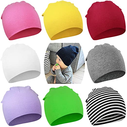 Dreshow DRESHOW BQUBO 8 Pack Unisex Baby Beanie Hat Infant Baby Soft Cute Knit Cap Nursery Beanie