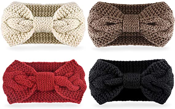 Dreshow DRESHOW Crochet Turban Headband For Women Warm Bulky Crocheted Headwrap