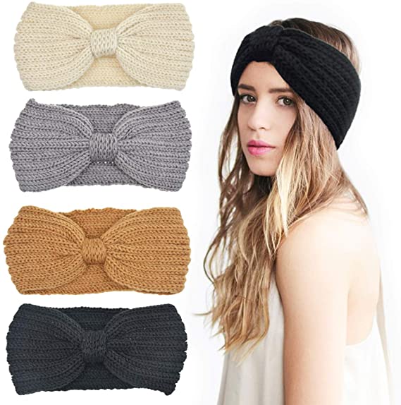 Dreshow DRESHOW Crochet Turban Headband For Women Warm Bulky Crocheted Headwrap