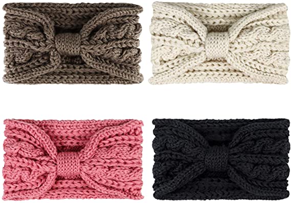 dreshow DRESHOW Crochet Turban Headband for Women Warm Bulky Crocheted Headwrap