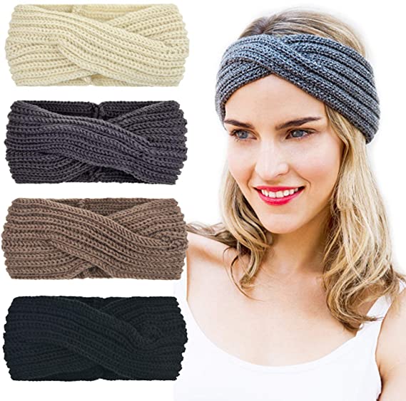 Dreshow DRESHOW Crochet Turban Headband For Women Warm Bulky Crocheted Headwrap