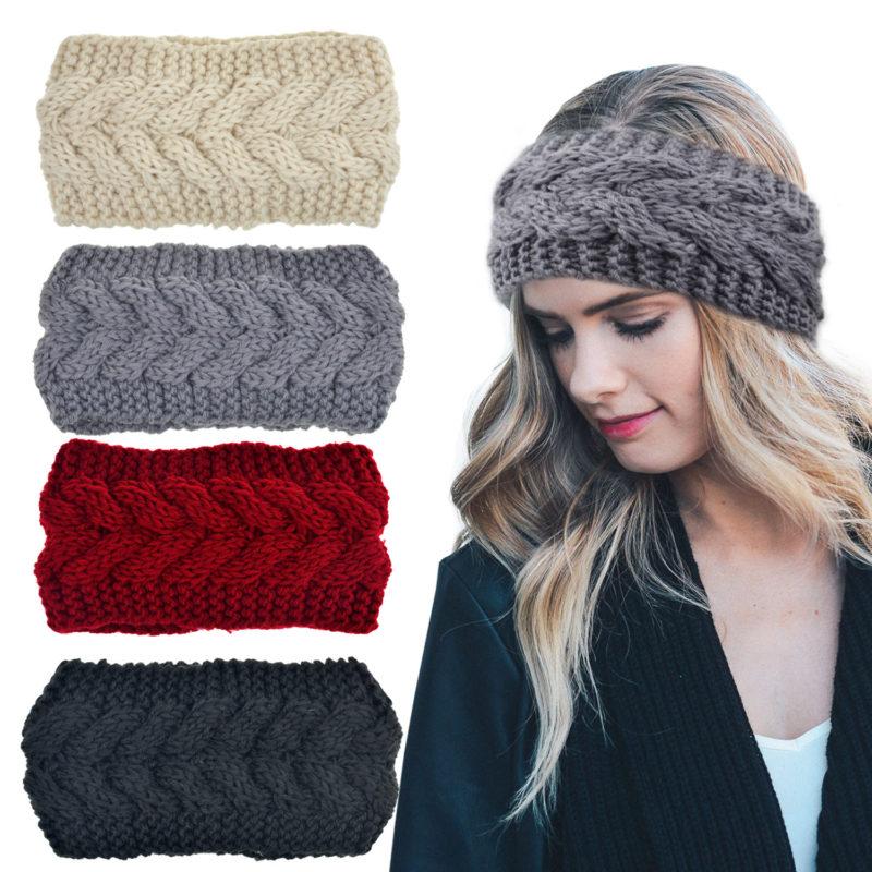 dreshow DRESHOW Crochet Turban Headband for Women Warm Bulky Crocheted Headwrap