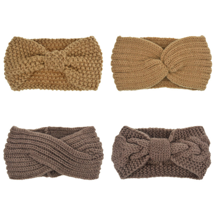 Dreshow DRESHOW Crochet Turban Headband For Women Warm Bulky Crocheted Headwrap 1 Color 4 Style Pack