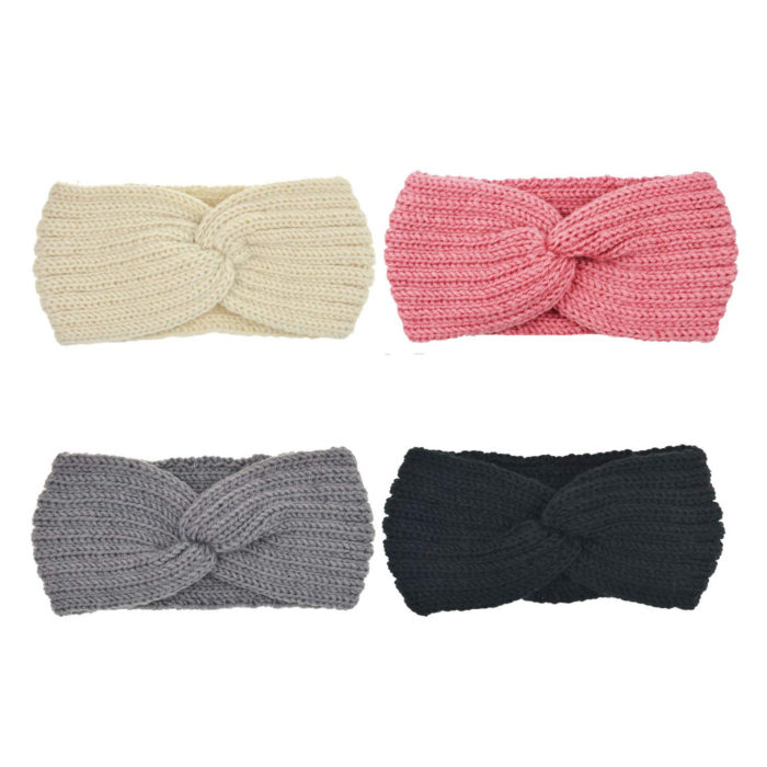 Dreshow DRESHOW Crochet Turban Headband For Women Warm Bulky Crocheted Headwrap Cross Headband