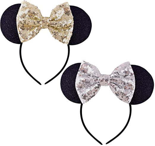 Dreshow DRESHOW Mickey Ears Headbands Sequin Hair Band Accessories For Women Girls Cosplay Party