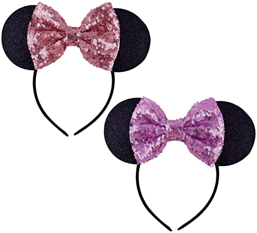 dreshow DRESHOW Mickey Ears Headbands Sequin Hair Band Accessories for Women Girls Cosplay Party