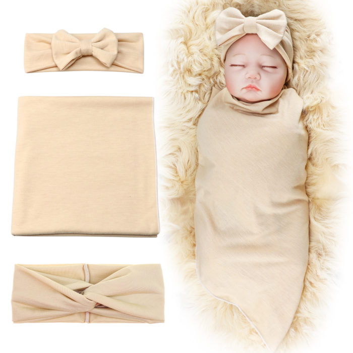 Dreshow New Arrive-Newborn Baby Receiving Blankets Newborn Baby Swaddling With Headbands Or Hats