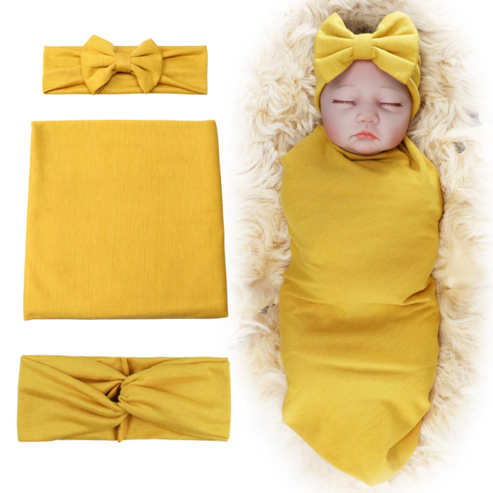 Dreshow New Arrive-Newborn Baby Receiving Blankets Newborn Baby Swaddling With Headbands Or Hats