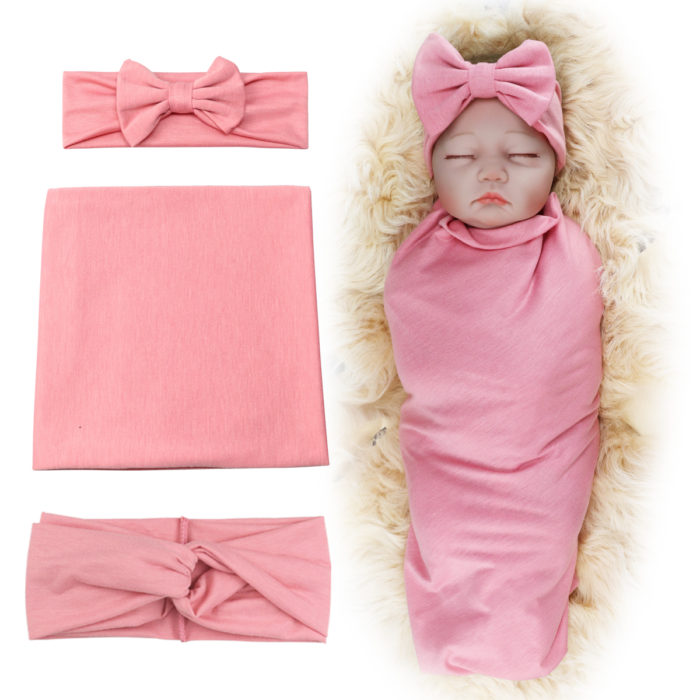 dreshow New arrive-Newborn Baby Receiving Blankets Newborn Baby Swaddling with Headbands or Hats