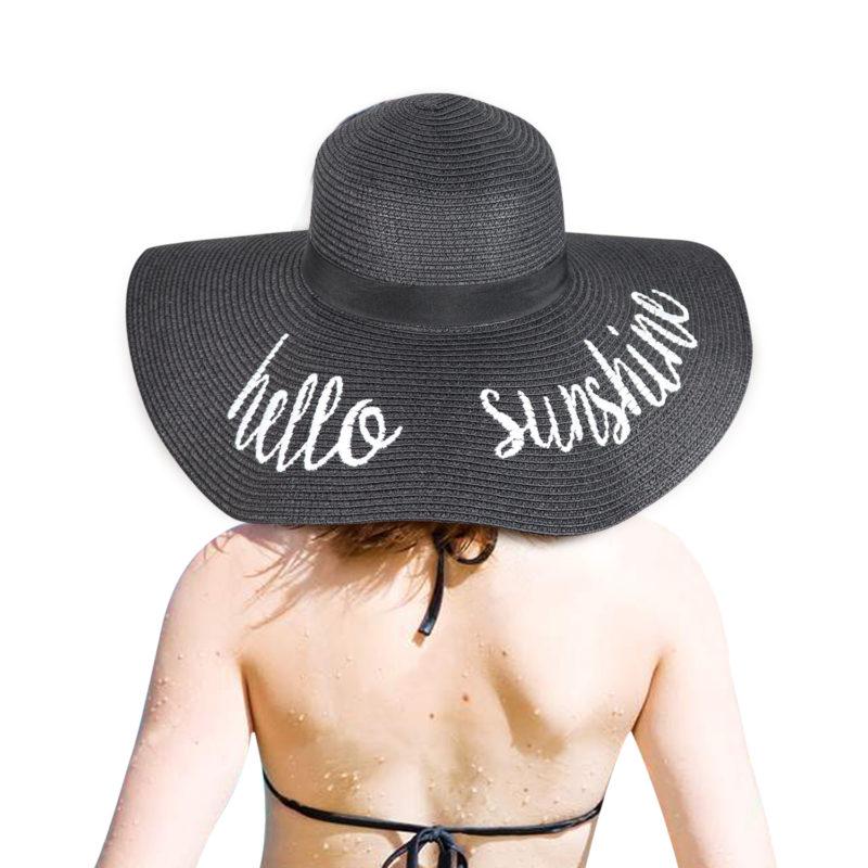 Dreshow Womens Wide Brim Straw Hat Floppy Foldable Roll Up Cap Beach Sun Hat UPF 50+