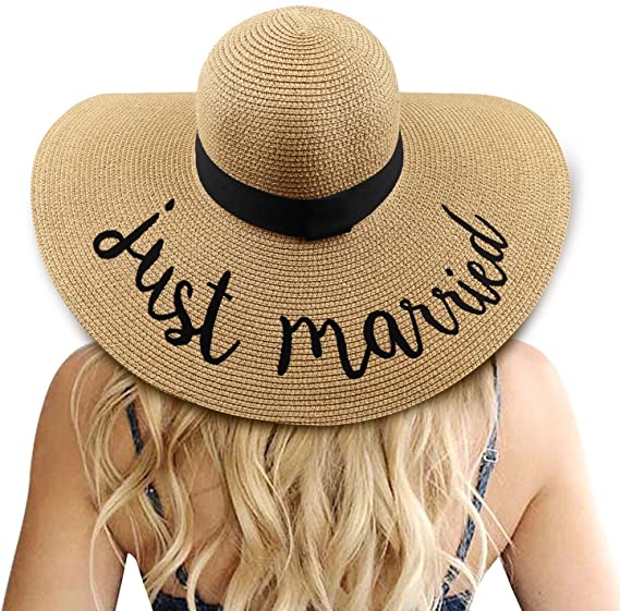 Dreshow Womens Wide Brim Straw Hat Floppy Foldable Roll Up Cap Beach Sun Hat UPF 50+