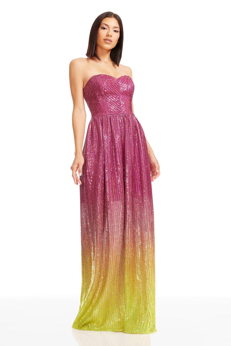 dress the population Audrina Gown white