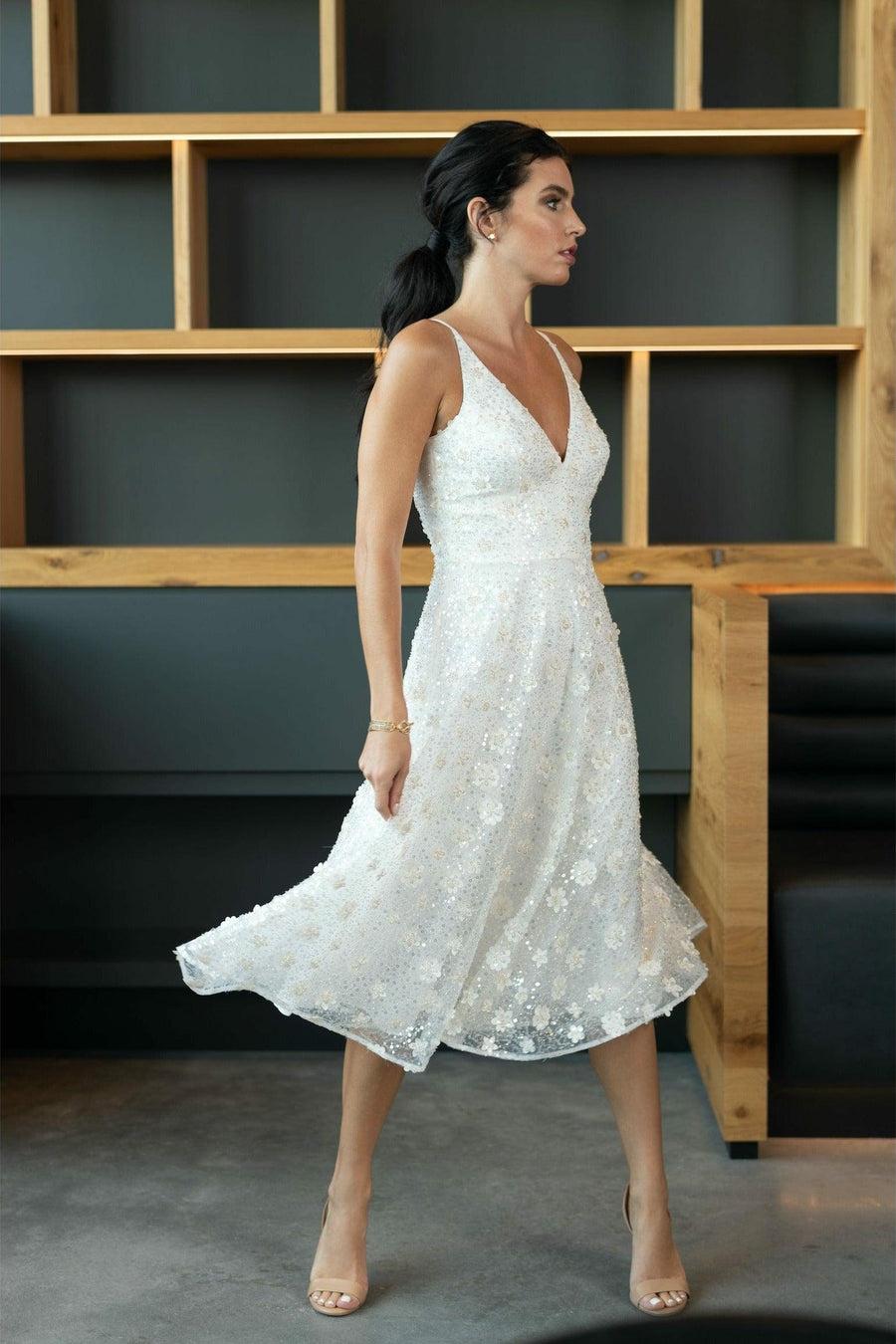 Dress The Population Elisa Beaded Dress White