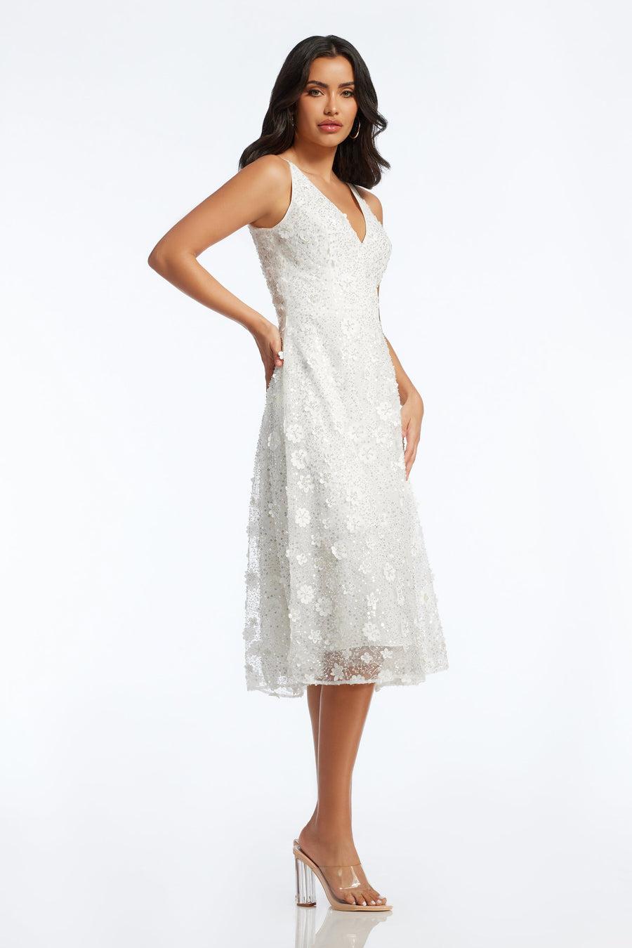 Dress The Population Elisa Beaded Dress White