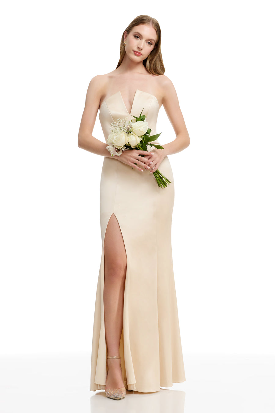 Dress The Population Fernanda Gown White