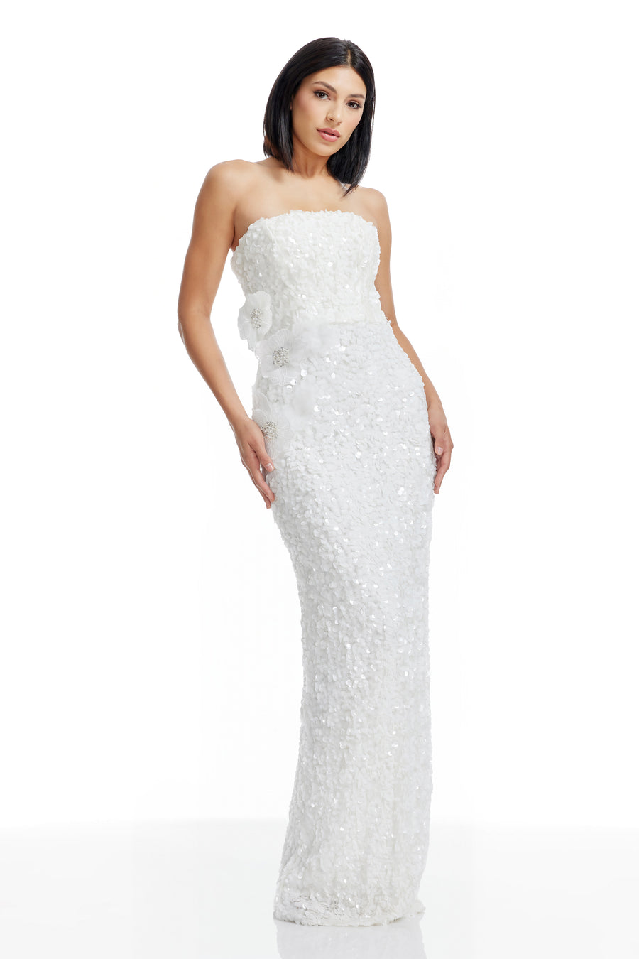 dress the population Izza Dress white