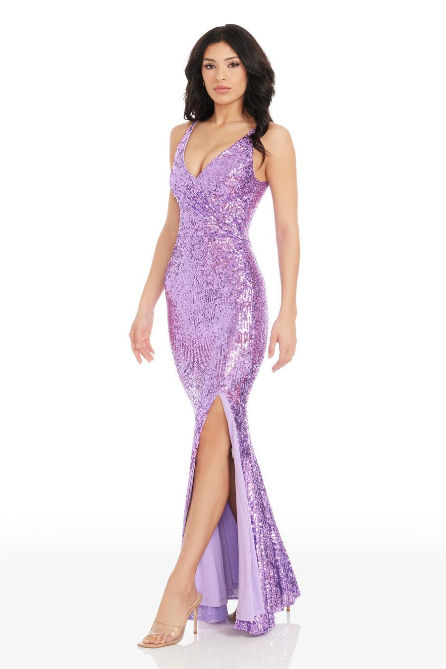 Dress The Population Jordan Sequin Gown White
