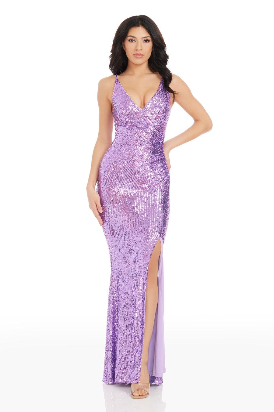 dress the population Jordan Sequin Gown white