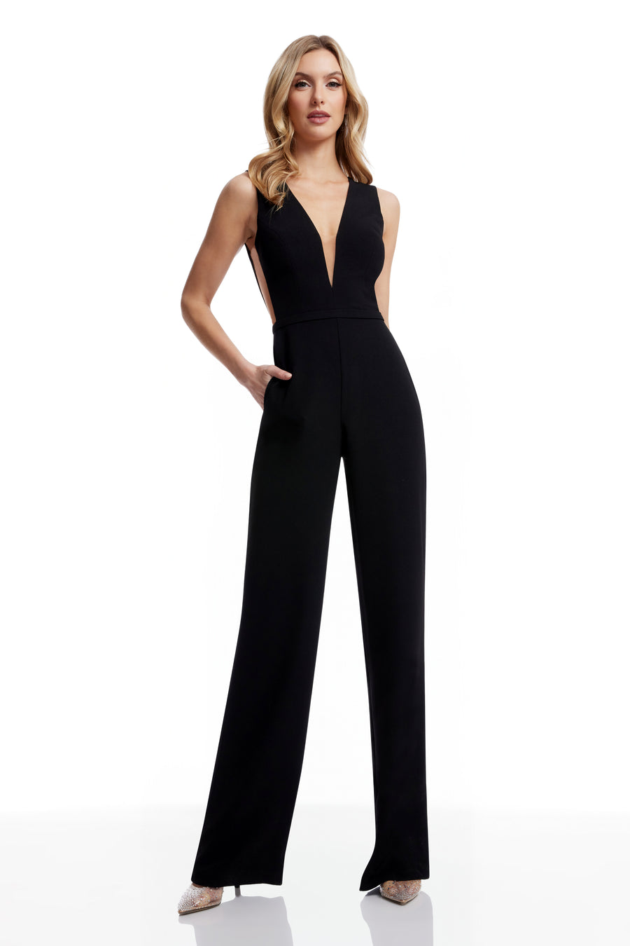 Dress The Population Katrina Jumpsuit White