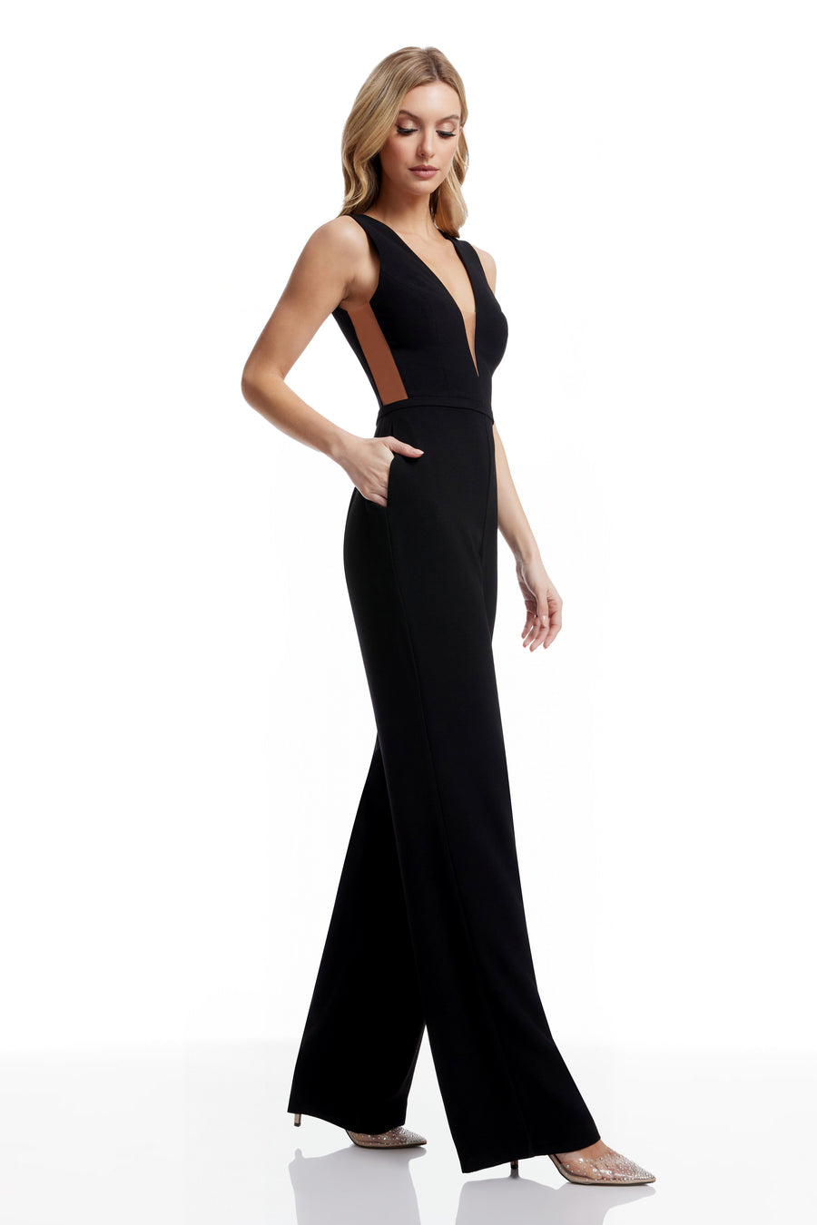Dress The Population Katrina Jumpsuit White