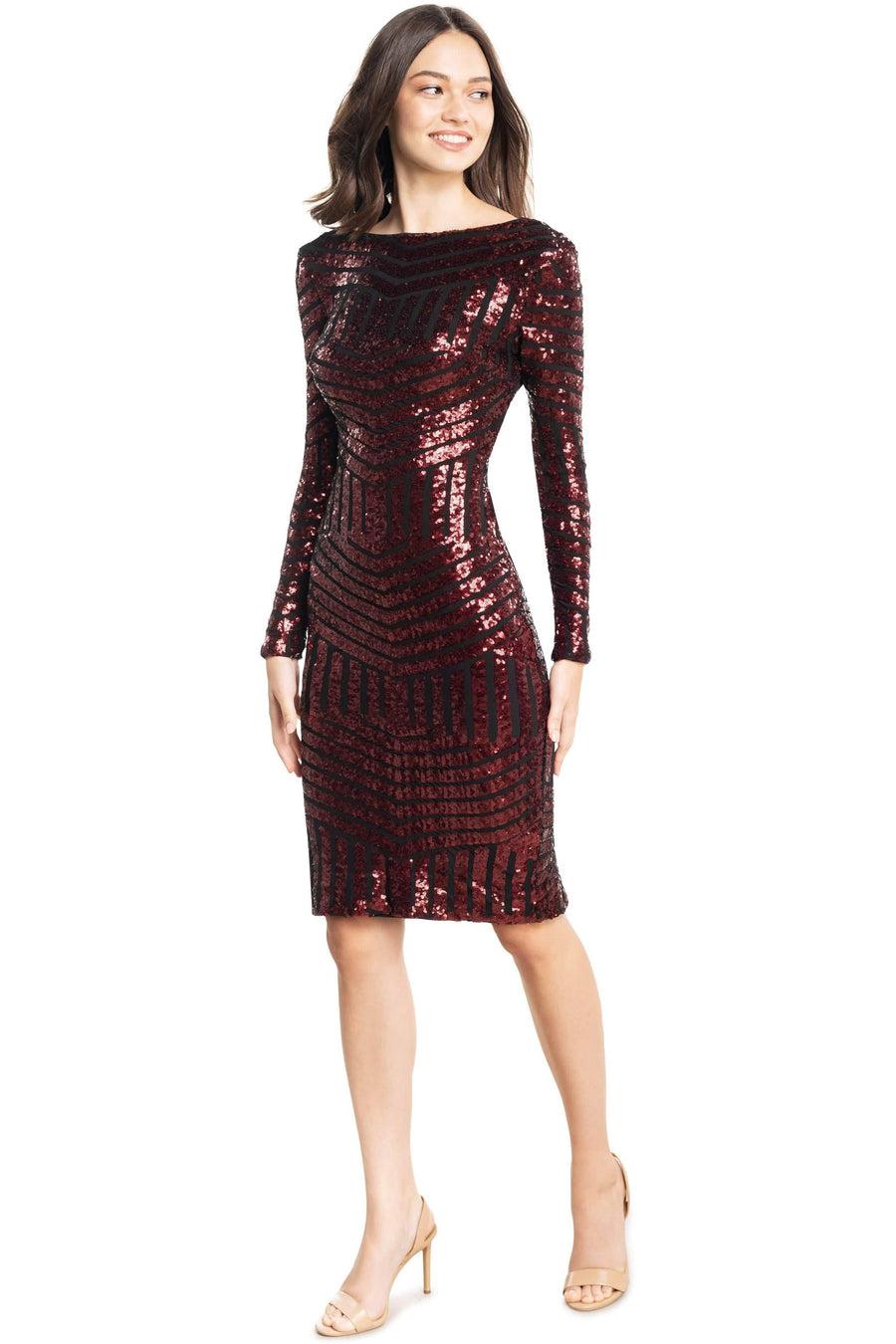 Dress The Population Emery Sequin Placement Dress White