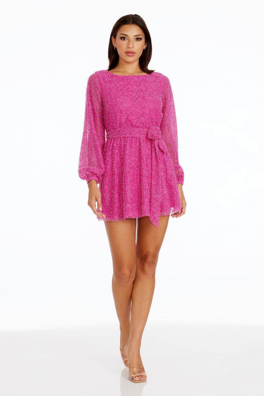 dress the population Kirsi Pearl Detail Dress white