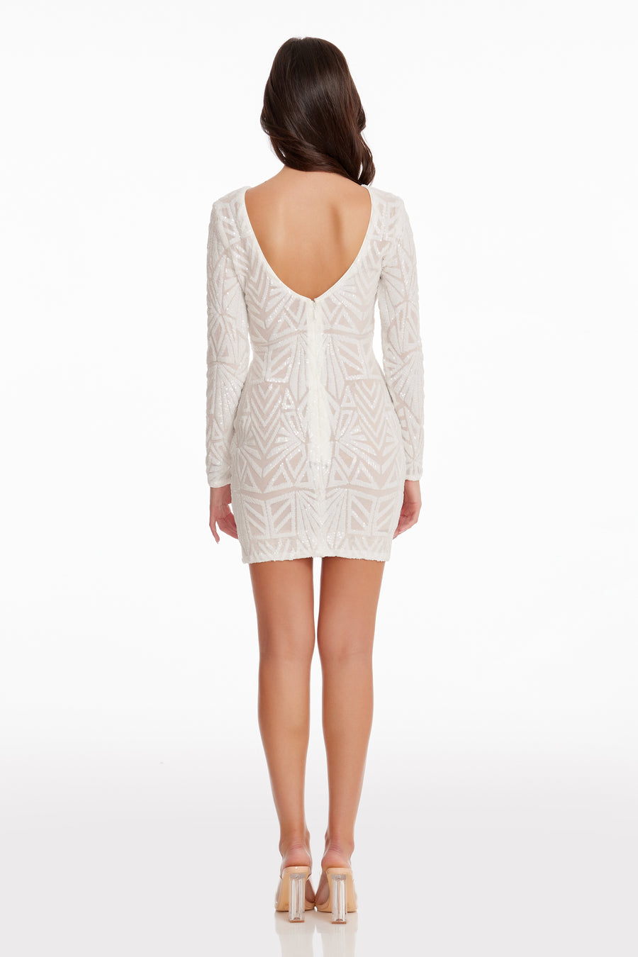 Dress The Population Lola Art Deco Sequin Dress White