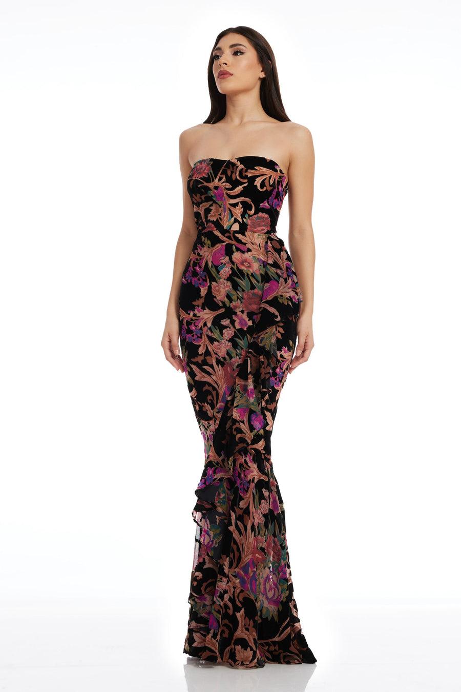Dress The Population Paris Velvet Burnout Gown White