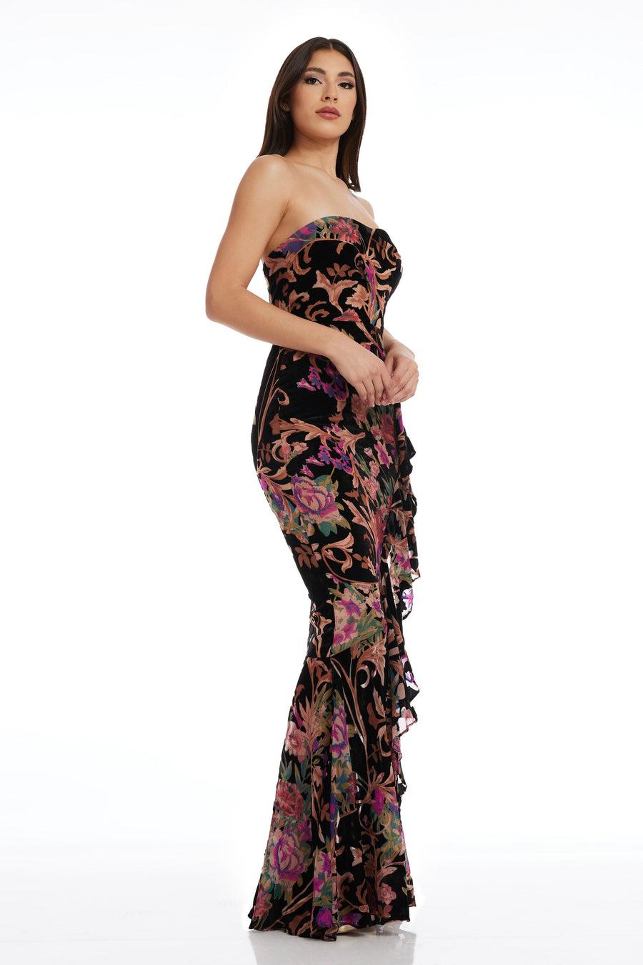 Dress The Population Paris Velvet Burnout Gown White