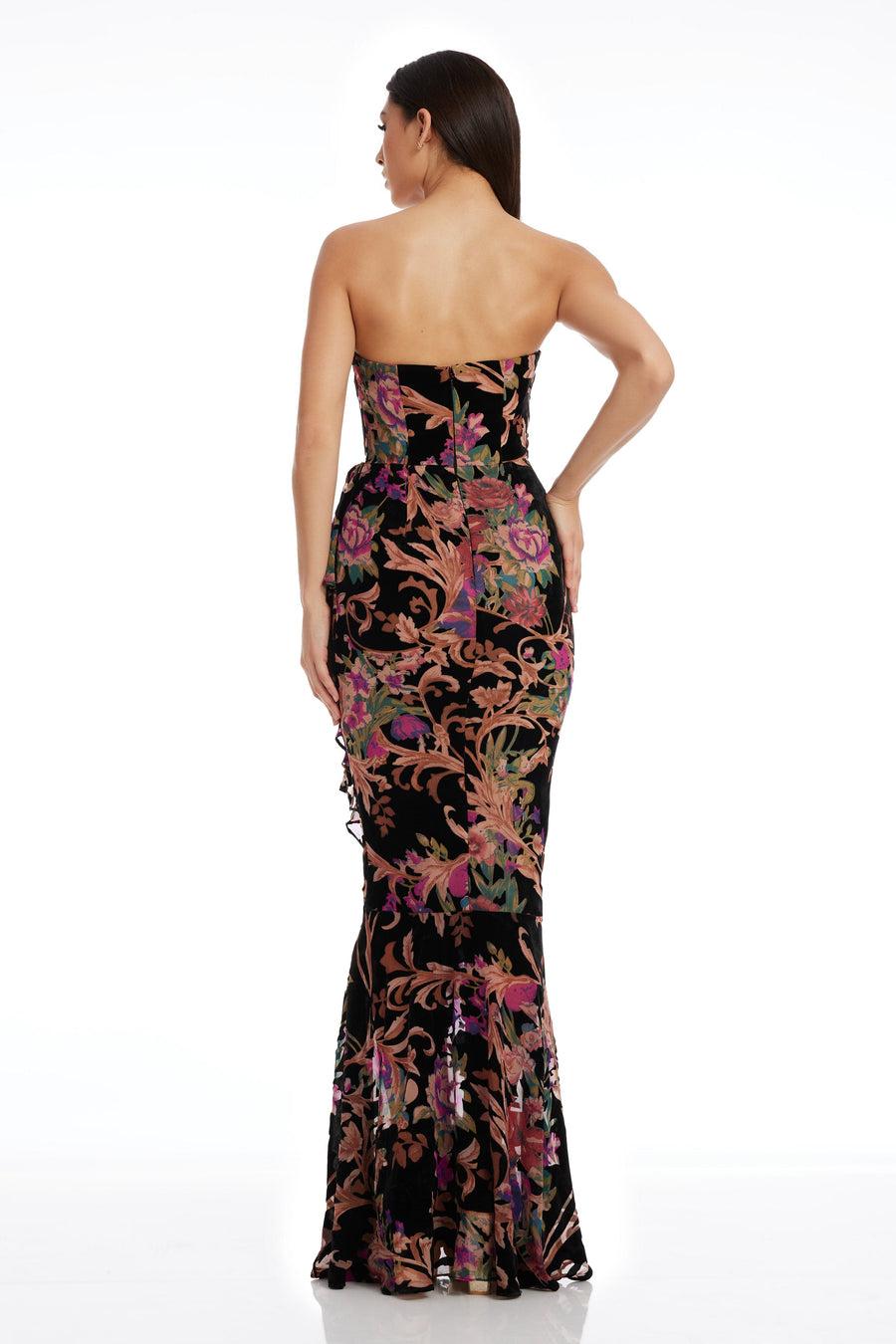 Dress The Population Paris Velvet Burnout Gown White