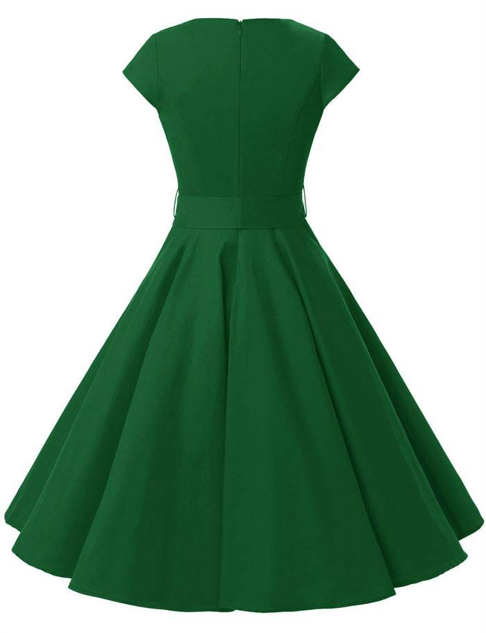 Dressystar Army Green 1950s Vintage Dress Cap Sleeve