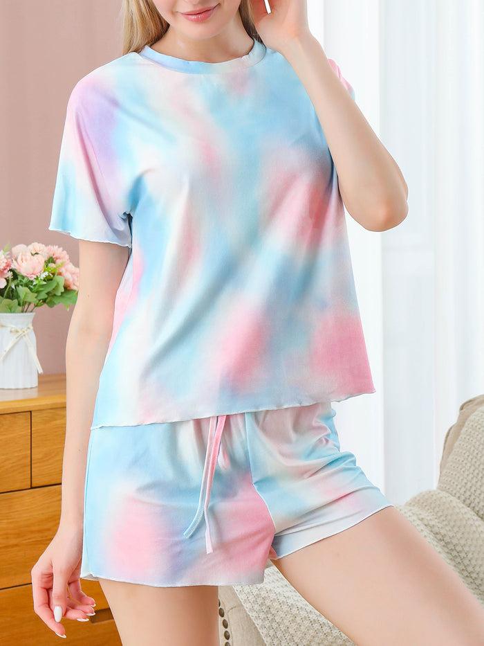 dressystar Dressystar 2 Pieces Short Pajama Sets Tie Dye Loungewear Nightwear Printed Sleepwear