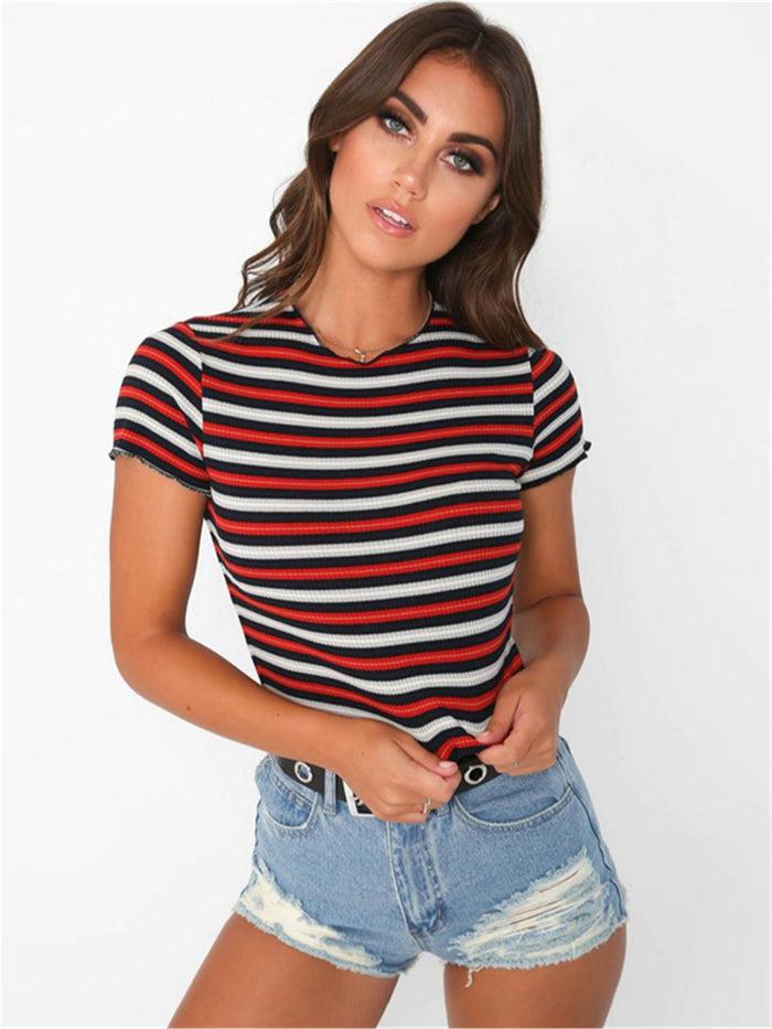 Dressystar Basic Stripe Fitted T Shirt