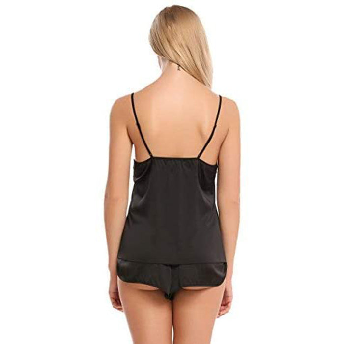 Dressystar Dressystar Black Women Nightwear Pajamas Short Sets With Cami And Shorts