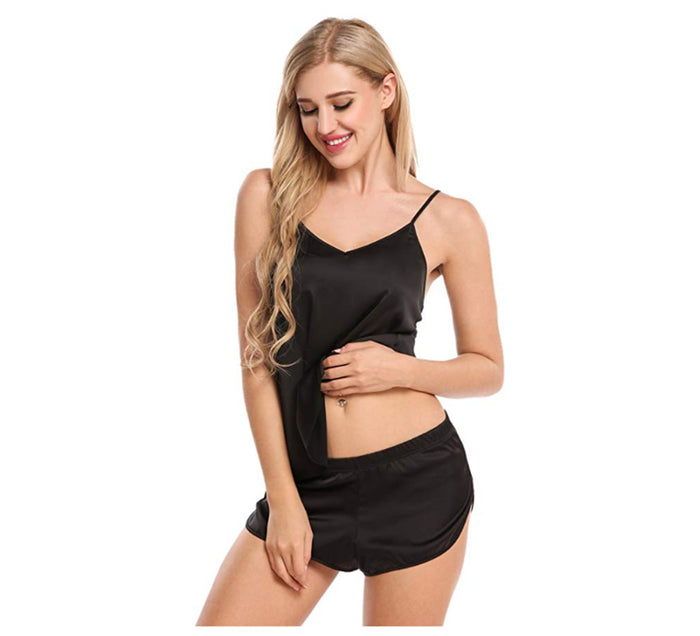 dressystar Dressystar Black Women Nightwear Pajamas Short Sets with Cami and Shorts