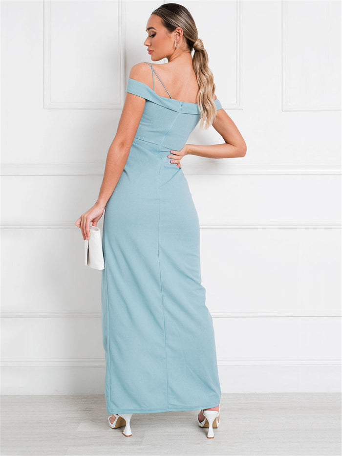 Dressystar Blue Off-the-Shoulder Maxi Dress