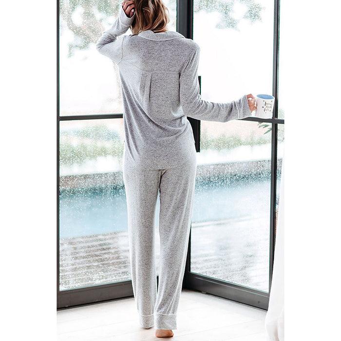 Dressystar Button Front Pajama Set Grey